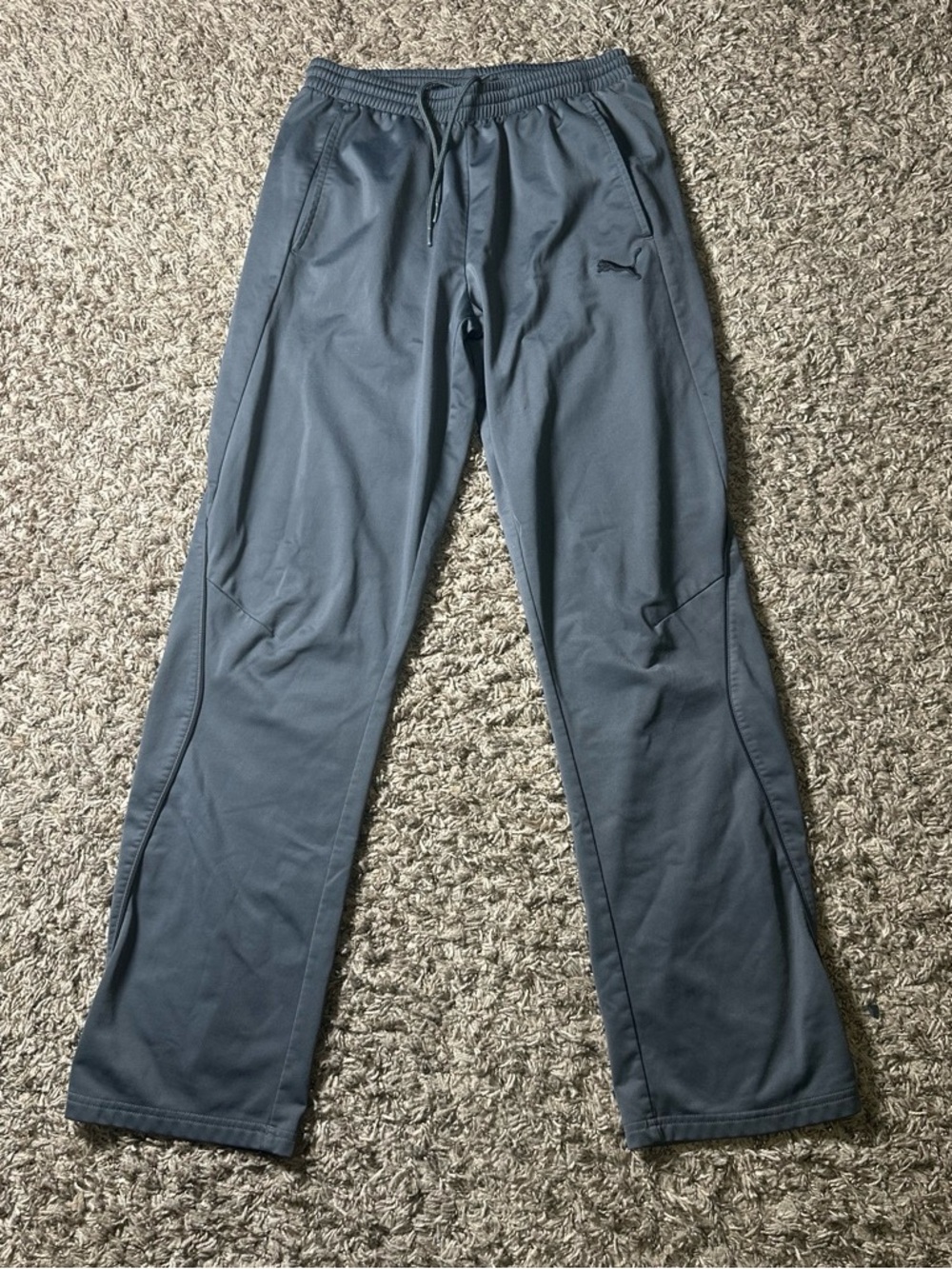 Puma Men's Grey Athletic Track Joggers With Drawstring Size S